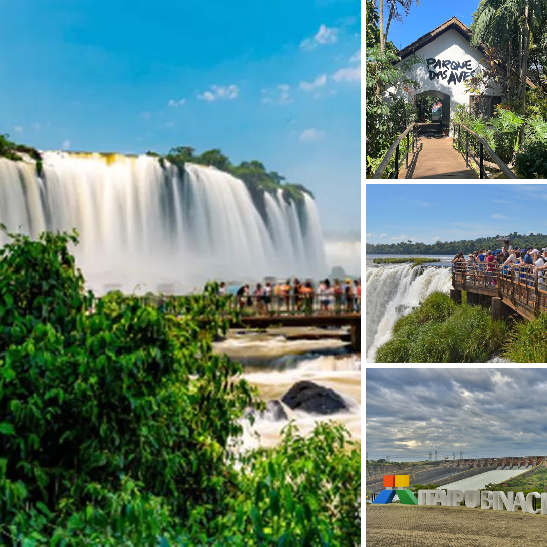 Transporte In e Out + Cataratas Brasileiras + Parque das Aves + Cataratas Argentina + Visita Panorâmica de Itaipu (Sem ingressos)